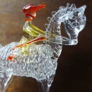 Vintage glass horse and jockey